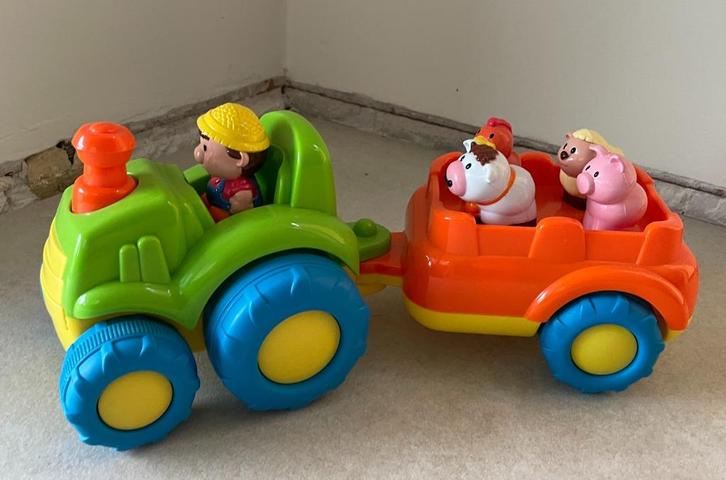 Tractor met trailer en boerderijdieren - geluid, Kinderen en Baby's, Speelgoed |Speelgoedvoertuigen, Gebruikt, Ophalen