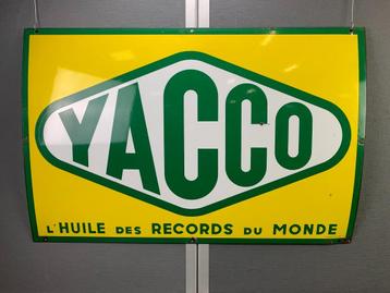 Oud origineel emaille reclamebord Yacco olie 1OO x 6O cm