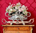 Antieke jardinière met onderschaal verzilverd, Ophalen of Verzenden