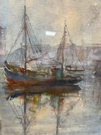 Antoine Schyrgens 0.146 Scheepvaart Oostende, Antiek en Kunst, Kunst | Schilderijen | Klassiek, Ophalen of Verzenden