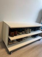Wit kastje op wieltjes – handig schoenenrek of opberger, Ophalen, Gebruikt, 100 tot 150 cm, Minder dan 100 cm