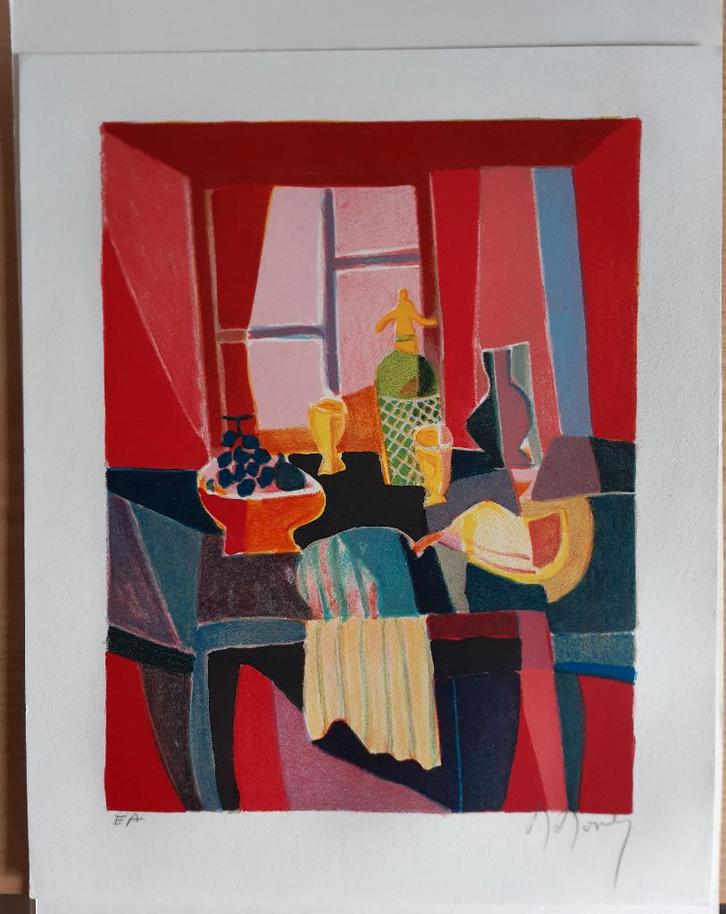 Lithographie de Marcel Mouly (épreuve d'artiste), Antiquités & Art, Art | Lithographies & Sérigraphies, Envoi