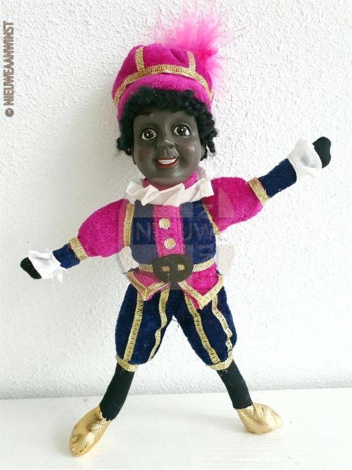 Authentieke etalage zwarte Piet pop - 20cm, roze/blauw, Divers, Saint-Nicolas, Envoi