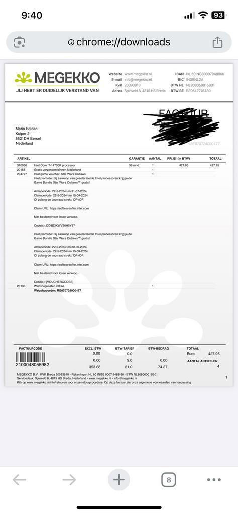 Asus rog strix b760 A modeboard wifi processor i7 14700k, Computers en Software, Desktop Pc's, Zo goed als nieuw, 4 Ghz of meer