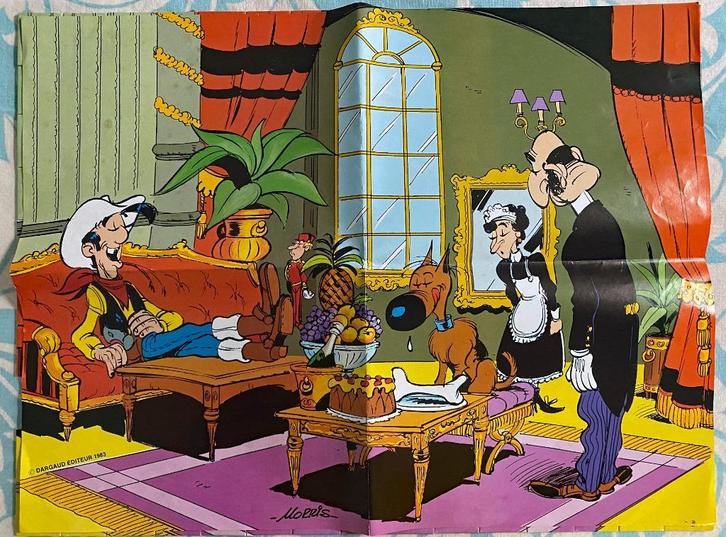 Poster "Lucky Luke en Rataplan" 1983, Verzamelen, Stripfiguren, Gebruikt, Overige typen, Overige figuren, Ophalen of Verzenden