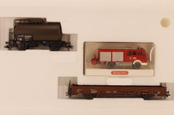 Marklin 47907 H0 'Feuerwehr' wagonset + Wiking-voertuig DB beschikbaar voor biedingen