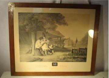 Mooi Oude Gravure 'Frucht - Fear - Angst' - 66x56 beschikbaar voor biedingen