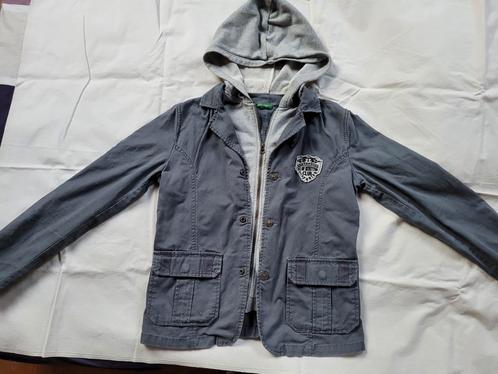 Grijze jas T152 Benetton, Kinderen en Baby's, Kinderkleding | Maat 152, Zo goed als nieuw, Ophalen of Verzenden
