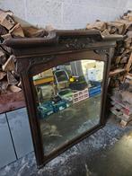 Antieke zware massief hardhouten spiege 120/130 cm, Antiek en Kunst, Ophalen