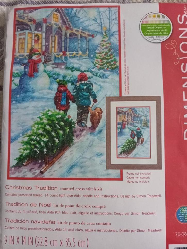 Borduurpakket Christmas Tradition van Dimensions, Hobby en Vrije tijd, Borduren en Borduurmachines, Nieuw, Borduurpakket, Verzenden