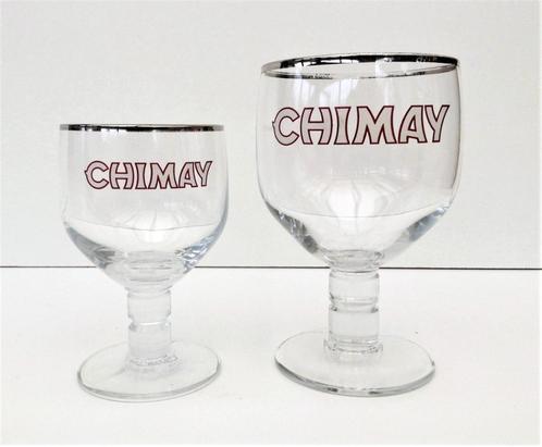 2 vintage abdijglazen Chimay rood-wit 33cl – 15cl, Verzamelen, Biermerken, Zo goed als nieuw, Glas of Glazen, Overige merken, Ophalen of Verzenden