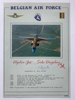 Gesigneerde kaart Alpha Jet Solo Display BAF D. Payeur 1990, Collections, Objets militaires | Général, Photo ou Poster, Armée de l'air