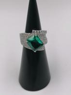 Groene zirkoon Sterling zilveren ring, Handtassen en Accessoires, Ringen, Verzenden, Nieuw, Met edelsteen, Groen