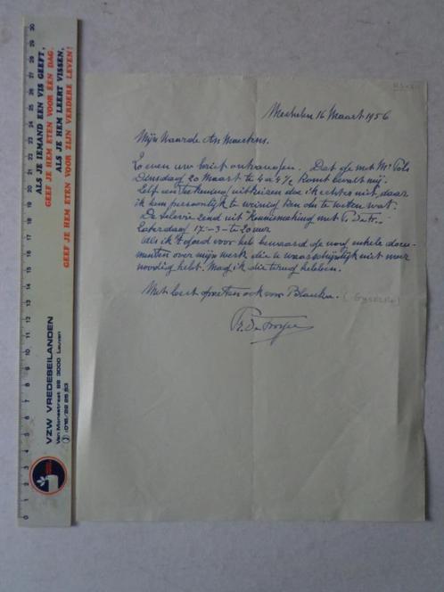 eigenhandig geschreven brief Prosper De Troyer uit 1956, Antiek en Kunst, Kunst | Overige Kunst, Ophalen of Verzenden