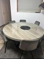 Rond eettafel met metalen kruispoot., Huis en Inrichting, Ophalen, Zo goed als nieuw, Rond