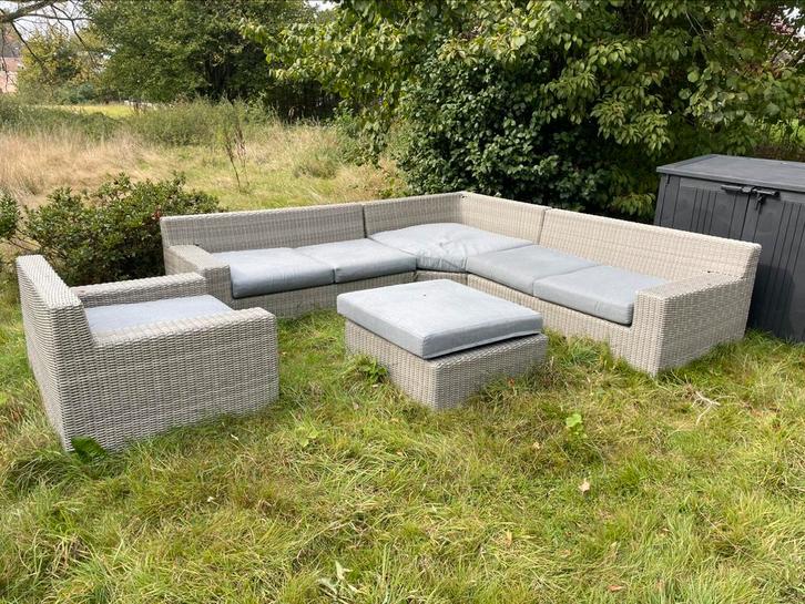 Loungeset hoek + eenzit + tafel, Tuin en Terras, Tuinsets en Loungesets, Gebruikt, Loungeset, Wicker, 7 zitplaatsen, Bank, Bijzettafel