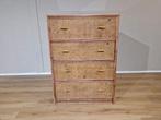 Vintage rattan chest of drawers - Ladekast - Bruin - Glas, Gebruikt, 100 tot 150 cm, 3 of 4 laden, Vintage, rattan, ladekast