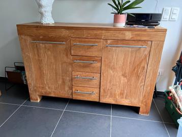 Massief teak dressoir, Teck, 25 à 50 cm, Modern - landelijk, 150 à 200 cm