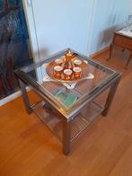 Bijzet tafel inox-glas, Huis en Inrichting, Tafels | Salontafels, Glas, Gebruikt, Ophalen
