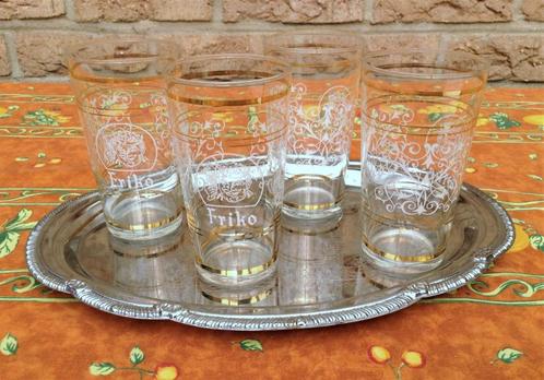 Vintage Limonade glazen Friko – Lauwe 4 stuks, Verzamelen, Glas en Drinkglazen, Gebruikt, Frisdrankglas, Ophalen of Verzenden