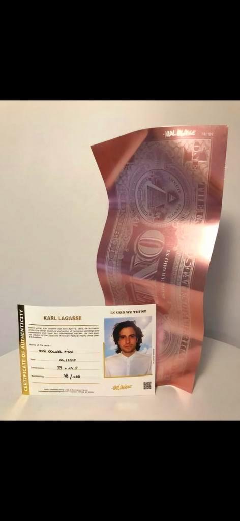 Te koop: Karl Lagasse – One Dollar Pink, Antiek en Kunst, Kunst | Designobjecten, Ophalen of Verzenden