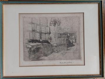 Marten van der Loo  1880 - 1920   Ets   Interieur beschikbaar voor biedingen
