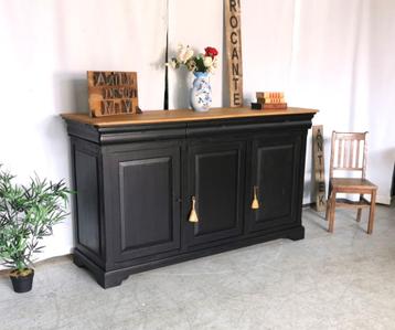 Oude lange Louis Philippe dressoir met naturel blad L 204 beschikbaar voor biedingen