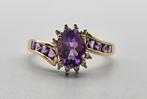 Gouden Vintage ring edelsteen amethist en diamant. 2024/230., Handtassen en Accessoires, Ringen, 18 tot 19, Paars, Ophalen of Verzenden