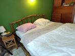 tweepersoonsbed met matras, Ophalen, Gebruikt, Bruin, 210 cm
