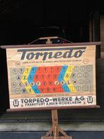 Oude reclame schoolplaat Torpedo op linnen, Enlèvement ou Envoi