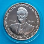 Rwanda   1000 Francs 1989 AG.  President, Zilver, Ophalen of Verzenden, Zilver, Losse munt
