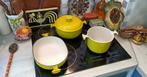 Lot Le Creuset " Anis ", Huis en Inrichting, Keuken | Potten en Pannen, Gebruikt, Gietijzer, Pannenset, Ophalen of Verzenden