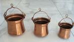 3 chaudrons en cuivre avec ance, vintage, Ophalen of Verzenden, Koper