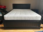 Tweepersoonsbed met matras, lattenbodem, lades 160 cm, 160 cm, Gebruikt, Bruin, Tijdloos, landelijk