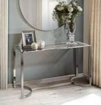 Luxe Sidetable Betsy tafel RVS GLAS, Huis en Inrichting, Woonaccessoires | Overige, Nieuw, Ophalen