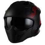 Vito Jet Bruzano helm mat zwart/rood nieuw, Motoren, Verzenden, Nieuw met kaartje, Jethelm