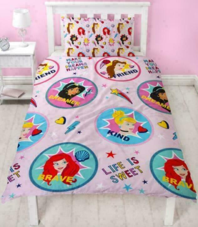 Disney Princess Dekbedovertrek 135 x 200 cm, Kinderen en Baby's, Kinderkamer | Beddengoed, Nieuw, Dekbedovertrek, Roze, Meisje