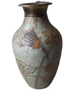 koperen vaas met bloemdecor., Antiquités & Art, Antiquités | Vases, Enlèvement ou Envoi