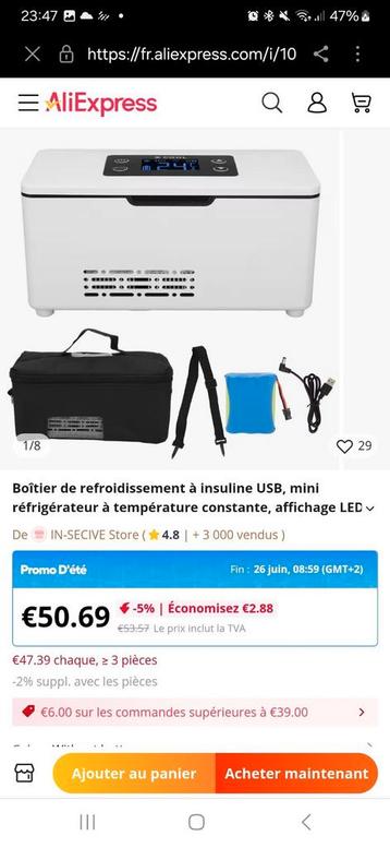 Mini frigo médical pour insuline – très bon état beschikbaar voor biedingen