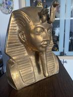 MESSING/BRONZE EGYPTISCHE PHAROAOH KONING TUT HOOFD MET COBR, Ophalen of Verzenden