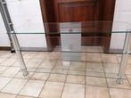 Table TV en verre, Glas, 100 tot 150 cm, Minder dan 50 cm, Gebruikt