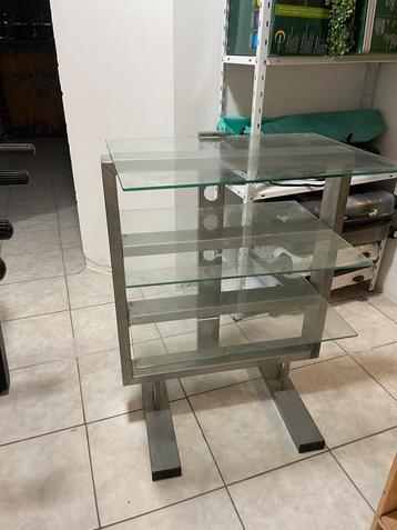 Meuble tv en inox et verre, Enlèvement ou Envoi, Comme neuf, Verre