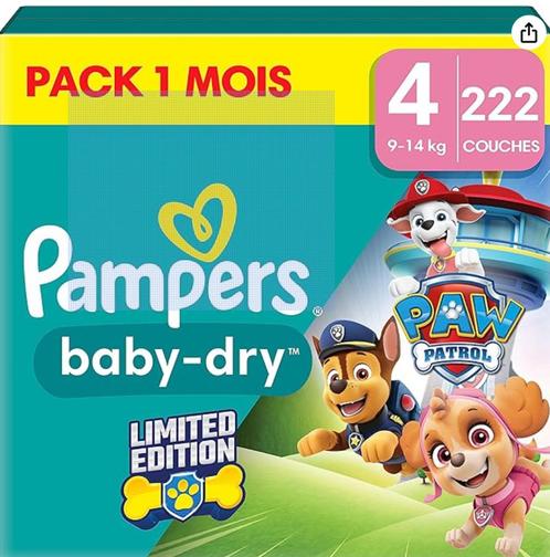 Pampers Baby-Dry Pat’Patrouille Taille 4 222 Couches 9-14kg, Enfants & Bébés, Bains & Soins, Neuf, Autres types, Enlèvement ou Envoi