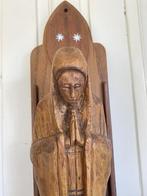 statue art déco en bois Maria - 33 cm avec konzole 56 cm, Enlèvement ou Envoi