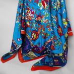 Zijde scarf sjaal vierkant Gedessineerd Blauw met rood ran, Kleding | Dames, Mutsen, Sjaals en Handschoenen, Nieuw, Maat 38/40 (M)