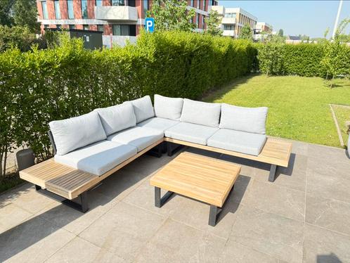 Loungset, Tuin en Terras, Tuinsets en Loungesets, Gebruikt, Loungeset, Aluminium, 5 zitplaatsen, Bijzettafel, Ophalen
