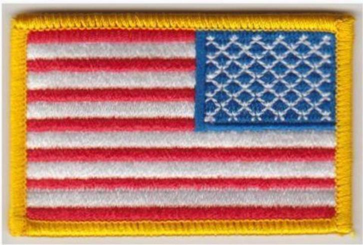 USA omgekeerde vlag stoffen opstrijk patch embleem #3, Diversen, Vlaggen en Wimpels, Nieuw, Verzenden