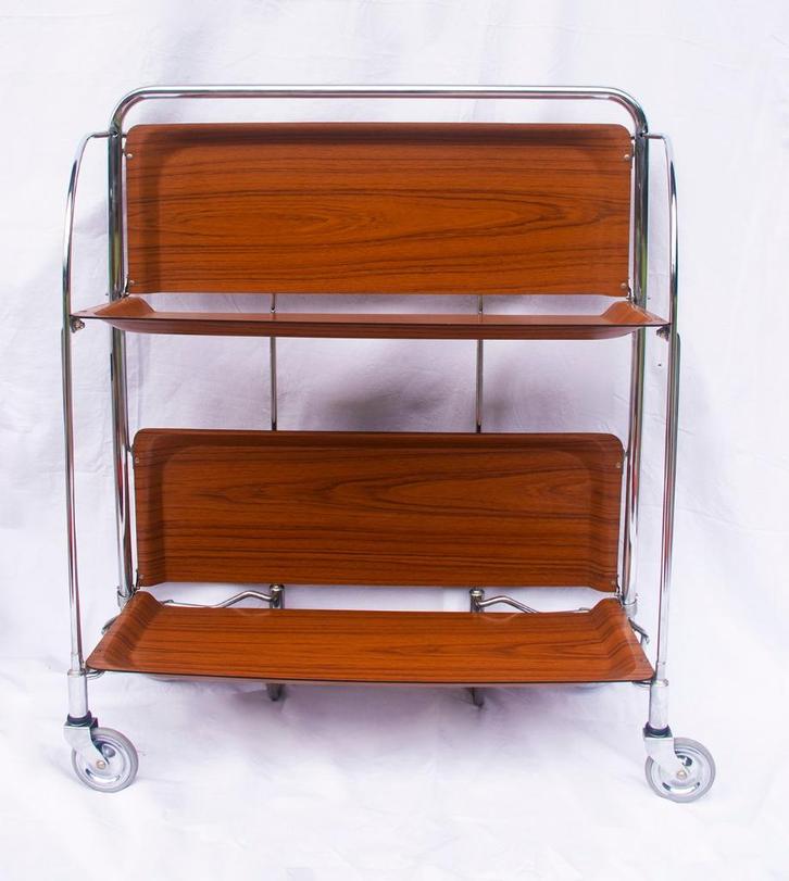 Mid century Bremshey Dinett serveerwagen, origineel 1950-60s, Huis en Inrichting, Tafels | Sidetables, Zo goed als nieuw, 25 tot 50 cm