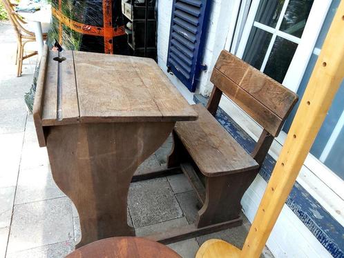 Mooie oude schoolbank, Huis en Inrichting, Stoelen, Gebruikt, Hout, Ophalen