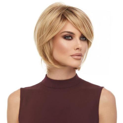 Moderne pruik vlot kort model honing blond haar model Raquel, Handtassen en Accessoires, Uiterlijk | Haarverzorging, Nieuw, Pruik of Haarverlenging